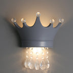 Lumendat Contemporary Creative Kids Crown Semicircle Resin Crystal 2-Light Wall Sconce Lamp For Bedroom Lumendat