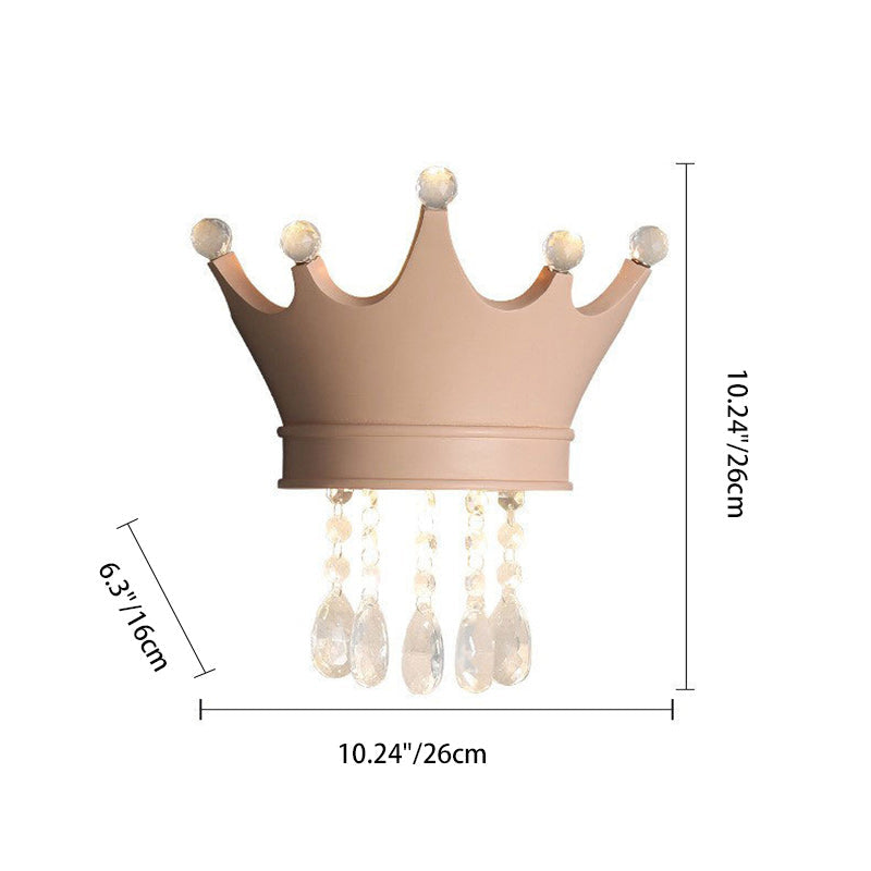 Lumendat Contemporary Creative Kids Crown Semicircle Resin Crystal 2-Light Wall Sconce Lamp For Bedroom Lumendat