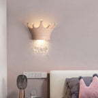 Lumendat Contemporary Creative Kids Crown Semicircle Resin Crystal 2-Light Wall Sconce Lamp For Bedroom Lumendat
