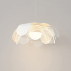 Contemporary Scandinavian Cream Flower Round Iron Acrylic LED Pendant Light For Dining Room