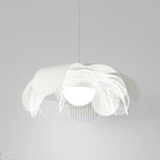 Contemporary Scandinavian Cream Flower Round Iron Acrylic LED Pendant Light For Dining Room