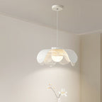 Contemporary Scandinavian Cream Flower Round Iron Acrylic LED Pendant Light For Dining Room