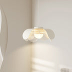 Contemporary Scandinavian Cream Flower Round Iron Acrylic LED Pendant Light For Dining Room