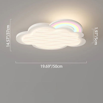 Contemporary Creative Kids Cartoon Cloud Sun Rainbow Iron Acrylic LED Flush Mount Ceiling Light for Bedroom