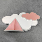 Contemporary Creative Kids Cartoon Clouds Paper Airplane Iron Acrylic LED Flush Mount Ceiling Light For Bedroom