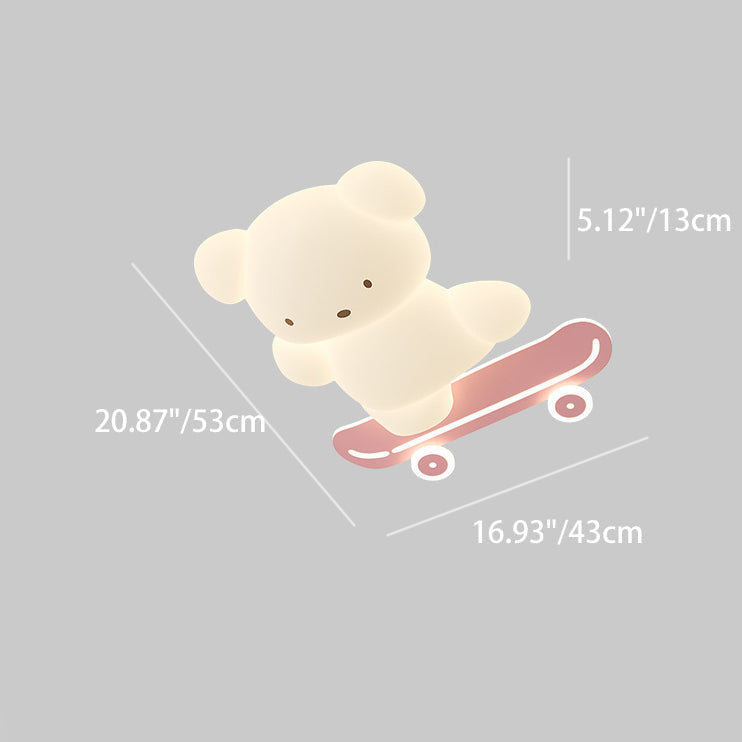 Lumendat Contemporary Creative Cartoon Kids Skateboard Bear PE Iron LED Flush Mount Ceiling Light For Bedroom Lumendat