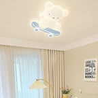 Lumendat Contemporary Creative Cartoon Kids Skateboard Bear PE Iron LED Flush Mount Ceiling Light For Bedroom Lumendat