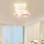 Lumendat Contemporary Creative Cartoon Kids Skateboard Bear PE Iron LED Flush Mount Ceiling Light For Bedroom Lumendat