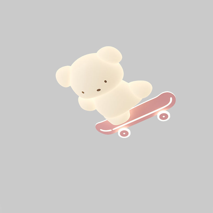 Lumendat Contemporary Creative Cartoon Kids Skateboard Bear PE Iron LED Flush Mount Ceiling Light For Bedroom Lumendat