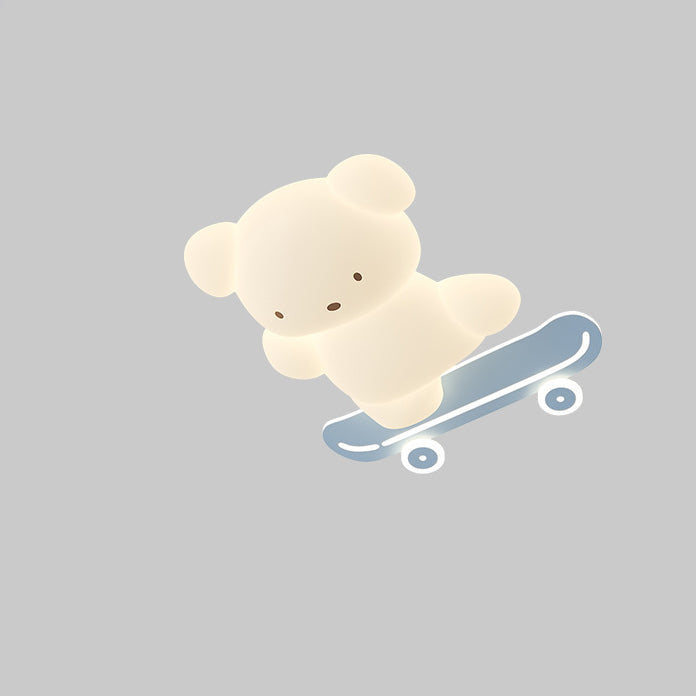 Lumendat Contemporary Creative Cartoon Kids Skateboard Bear PE Iron LED Flush Mount Ceiling Light For Bedroom Lumendat