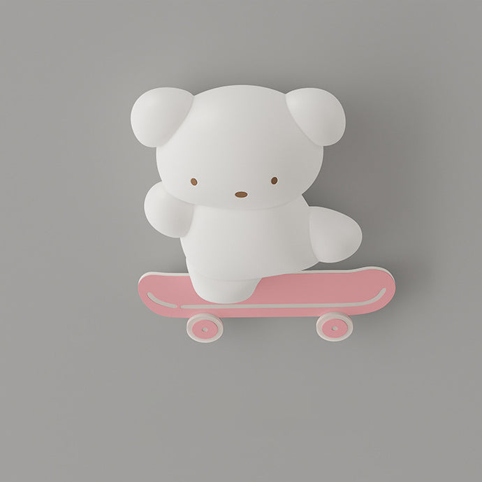Lumendat Contemporary Creative Cartoon Kids Skateboard Bear PE Iron LED Flush Mount Ceiling Light For Bedroom Lumendat