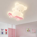Lumendat Contemporary Creative Cartoon Kids Skateboard Bear PE Iron LED Flush Mount Ceiling Light For Bedroom Lumendat