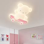 Lumendat Contemporary Creative Cartoon Kids Skateboard Bear PE Iron LED Flush Mount Ceiling Light For Bedroom Lumendat