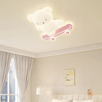 Lumendat Contemporary Creative Cartoon Kids Skateboard Bear PE Iron LED Flush Mount Ceiling Light For Bedroom Lumendat