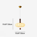 Traditional French Cream Round Cylinder Oval Hardware Wood Fabric 3/4 Light Pendant Light For Bedroom