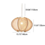 Traditional Japanese Birdcage Oval Hemp Rope Wood 1-Light Pendant Light For Dining Room