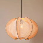 Traditional Japanese Birdcage Oval Hemp Rope Wood 1-Light Pendant Light For Dining Room