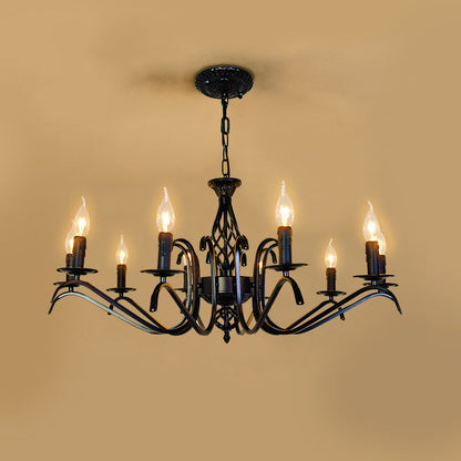 Contemporary Industrial Twig Candle Shaped Iron 3/5/6/8/10 Light Chandelier for Living Room