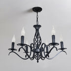 Contemporary Industrial Twig Candle Shaped Iron 3/5/6/8/10 Light Chandelier for Living Room BulbSquare