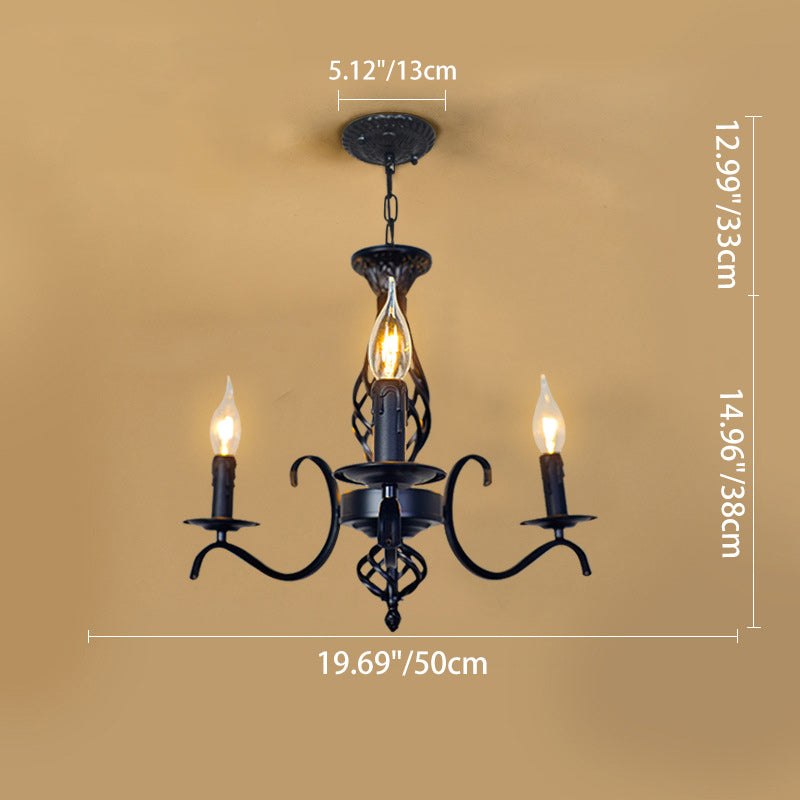 Contemporary Industrial Twig Candle Shaped Iron 3/5/6/8/10 Light Chandelier for Living Room BulbSquare
