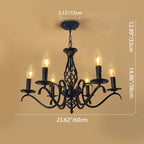 Contemporary Industrial Twig Candle Shaped Iron 3/5/6/8/10 Light Chandelier for Living Room BulbSquare