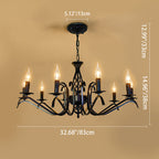 Contemporary Industrial Twig Candle Shaped Iron 3/5/6/8/10 Light Chandelier for Living Room BulbSquare