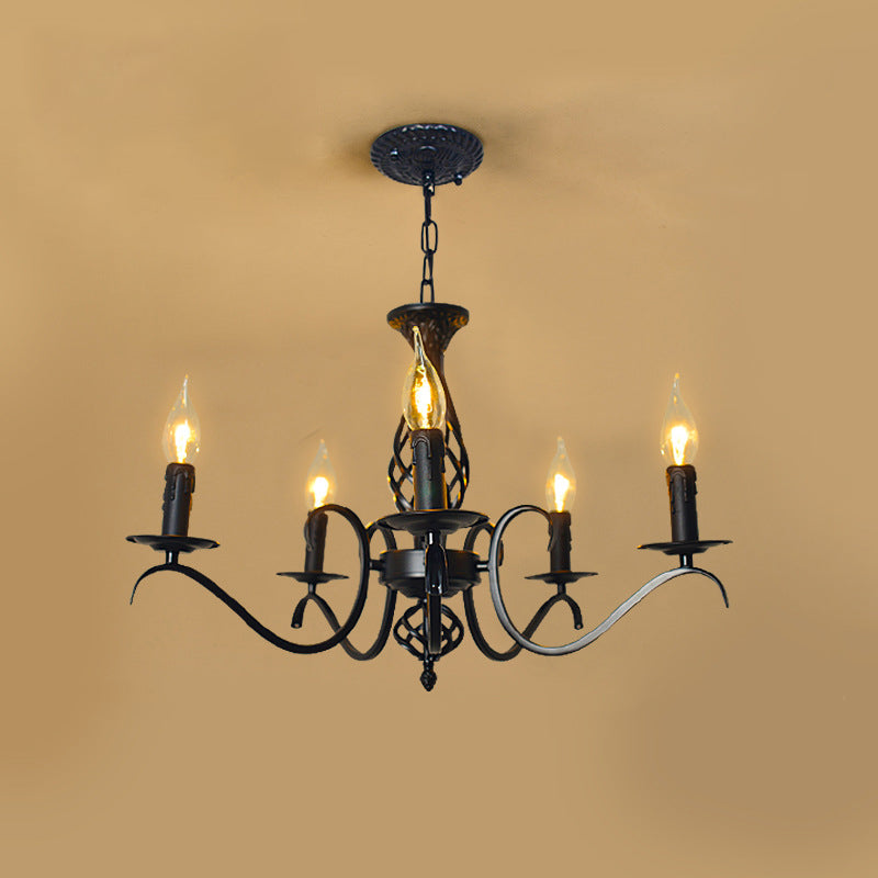 Contemporary Industrial Twig Candle Shaped Iron 3/5/6/8/10 Light Chandelier for Living Room
