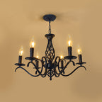 Contemporary Industrial Twig Candle Shaped Iron 3/5/6/8/10 Light Chandelier for Living Room BulbSquare