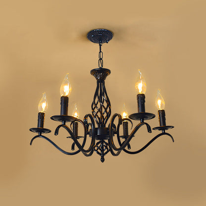 Contemporary Industrial Twig Candle Shaped Iron 3/5/6/8/10 Light Chandelier for Living Room