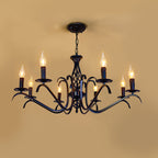 Contemporary Industrial Twig Candle Shaped Iron 3/5/6/8/10 Light Chandelier for Living Room BulbSquare