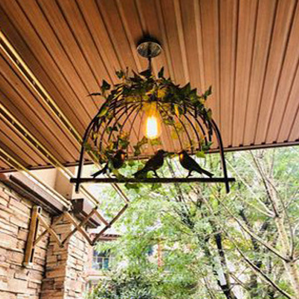 Contemporary Industrial Birdcage Bird Plant Rectangle Linear Iron 1/4 Light Chandelier for Dining Room BulbSquare
