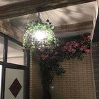 Contemporary Industrial Birdcage Bird Plant Rectangle Linear Iron 1/4 Light Chandelier for Dining Room BulbSquare