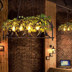 Contemporary Industrial Birdcage Bird Plant Rectangle Linear Iron 1/4 Light Chandelier for Dining Room BulbSquare
