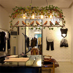 Contemporary Industrial Birdcage Bird Plant Rectangle Linear Iron 1/4 Light Chandelier for Dining Room BulbSquare