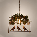 Contemporary Industrial Birdcage Bird Plant Rectangle Linear Iron 1/4 Light Chandelier for Dining Room BulbSquare