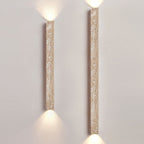 Modern Minimalist Rectangle Linear Yellow Travertine 2-Light Wall Sconce Lamp For Bedroom