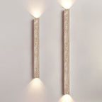 Modern Minimalist Rectangle Linear Yellow Travertine 2-Light Wall Sconce Lamp For Bedroom