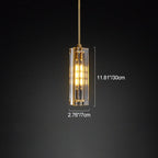 Modern Luxury Rectangle Linear Copper Crystal 1-Light Pendant Light For Bedroom