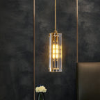 Modern Luxury Rectangle Linear Copper Crystal 1-Light Pendant Light For Bedroom
