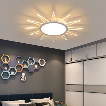 Modern Minimalist Sun Round Aluminum Acrylic LED Flush Mount Ceiling Light for Bedroom