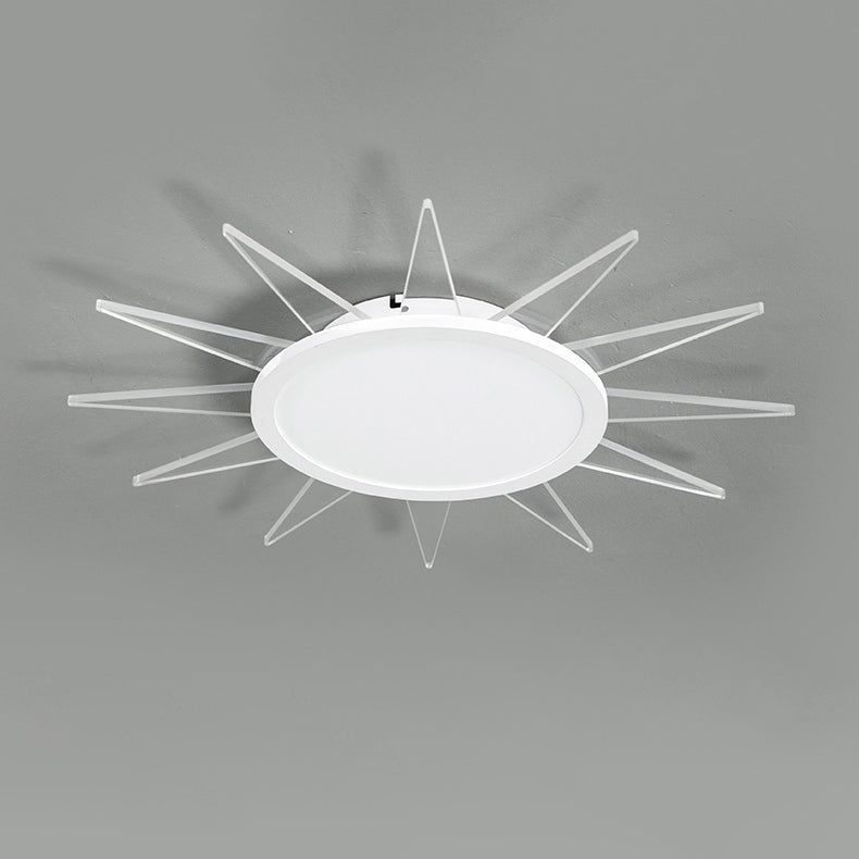 Modern Minimalist Sun Round Aluminum Acrylic LED Flush Mount Ceiling Light for Bedroom