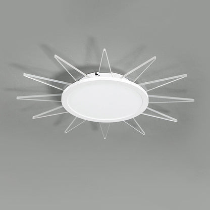Modern Minimalist Sun Round Aluminum Acrylic LED Flush Mount Ceiling Light for Bedroom
