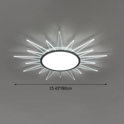 Modern Minimalist Sun Round Aluminum Acrylic LED Flush Mount Ceiling Light for Bedroom