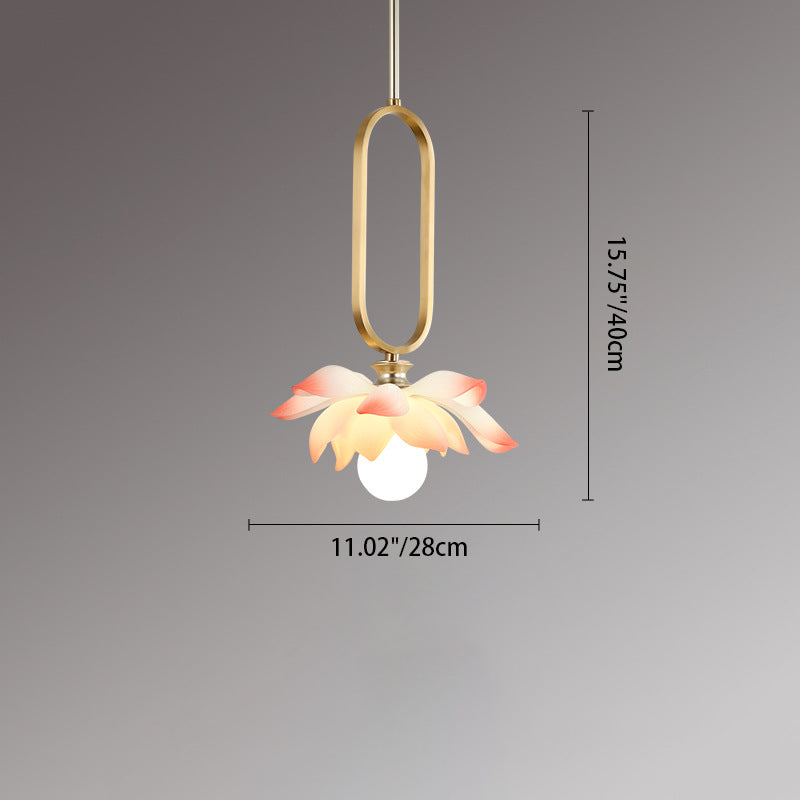 Contemporary Creative Flower Oval Resin Iron 1-light Pendant Light for Bedroom
