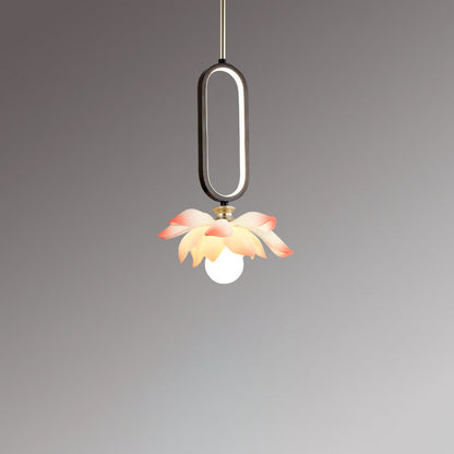 Contemporary Creative Flower Oval Resin Iron 1-light Pendant Light for Bedroom