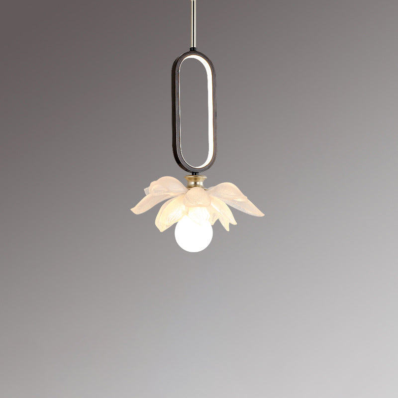 Contemporary Creative Flower Oval Resin Iron 1-light Pendant Light for Bedroom