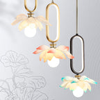 Contemporary Creative Flower Oval Resin Iron 1-light Pendant Light for Bedroom