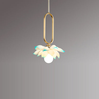 Contemporary Creative Flower Oval Resin Iron 1-light Pendant Light for Bedroom