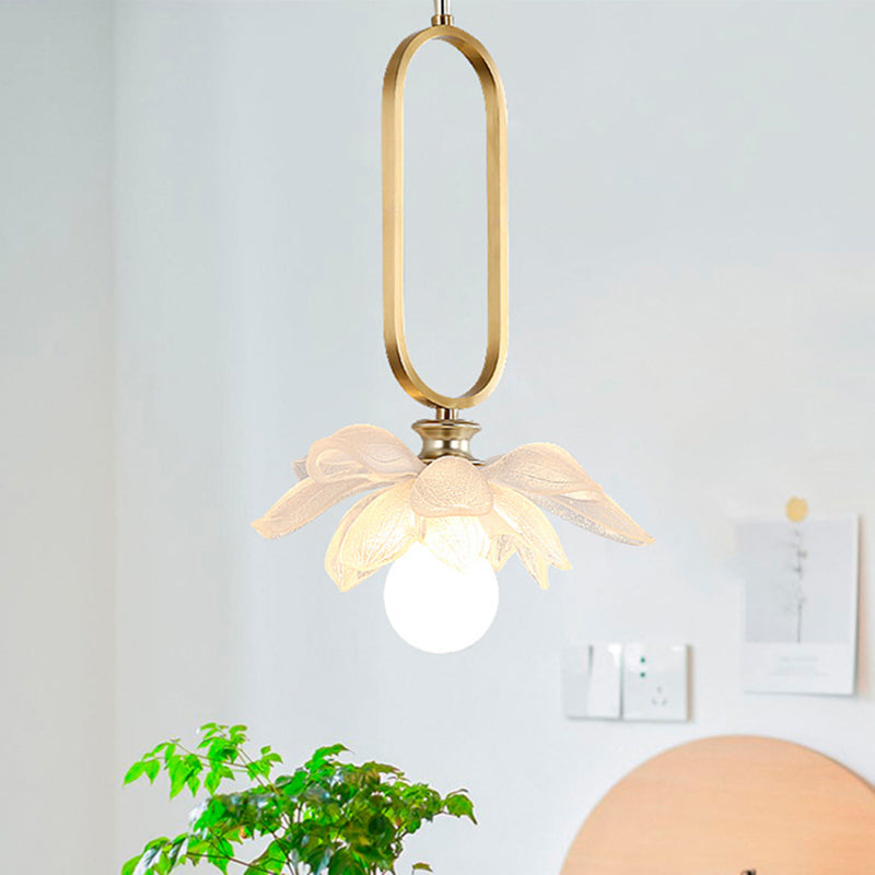 Contemporary Creative Flower Oval Resin Iron 1-light Pendant Light for Bedroom