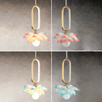 Contemporary Creative Flower Oval Resin Iron 1-light Pendant Light for Bedroom